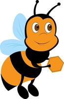 bi. logotyp. en söt bi är innehav en vaxkaka. honung. design element. vektor