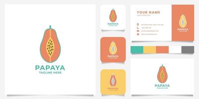 färgglad papaya-logotyp med visitkortsmall vektor