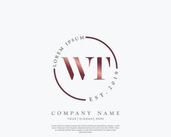 Initiale Brief wt feminin Logo Schönheit Monogramm und elegant Logo Design, Handschrift Logo von Initiale Unterschrift, Hochzeit, Mode, Blumen- und botanisch mit kreativ Vorlage vektor