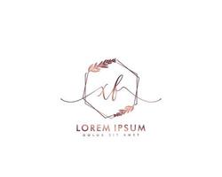 första brev xf feminin logotyp skönhet monogram och elegant logotyp design, handstil logotyp av första signatur, bröllop, mode, blommig och botanisk med kreativ mall vektor