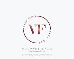 första brev vf feminin logotyp skönhet monogram och elegant logotyp design, handstil logotyp av första signatur, bröllop, mode, blommig och botanisk med kreativ mall vektor