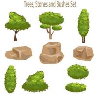 Designelemente für Bäume und Felsen vektor