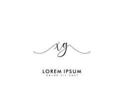 första brev xg feminin logotyp skönhet monogram och elegant logotyp design, handstil logotyp av första signatur, bröllop, mode, blommig och botanisk med kreativ mall vektor