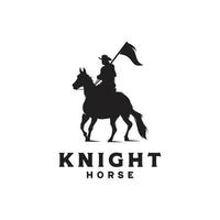 häst riddare silhuett häst krigare medeltida logotyp design vektor