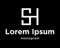 brev sh si monogram typografi linje elegant modern symbol fyrkant stämpel varumärke identitet design vektor