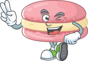 ein Karikatur Charakter von Erdbeere Macarons vektor
