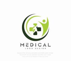 medicinsk logotyp design med en grön och vit cirkel vektor