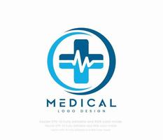 medicinsk logotyp med en hjärta och korsa vektor