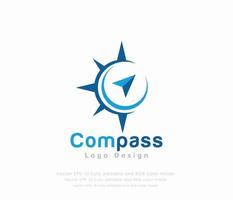 Kompass Logo Design mit ein Blau Globus vektor