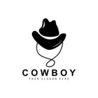 Cowboy Hut Logo, Texas Cowboy Design, Western Land Sheriff Hut Vektor, Silhouette Symbol vektor