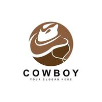 Cowboy Hut Logo, Texas Cowboy Design, Western Land Sheriff Hut Vektor, Silhouette Symbol vektor