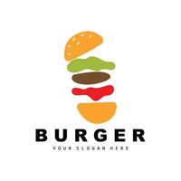 burger logotyp, snabb mat design, bröd och grönsaker vektor, snabb mat restaurang varumärke ikon illustration vektor