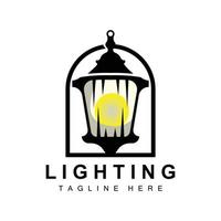 Straße Lampe Logo, Laterne Lampe Vektor, Beleuchtung klassisch retro Design, Silhouette Symbol Prämie Vorlage vektor