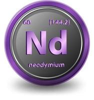 neodymium kemiskt element. kemisk symbol med atomnummer och atommassa. vektor