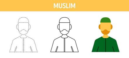 muslim spårande och färg kalkylblad för barn vektor
