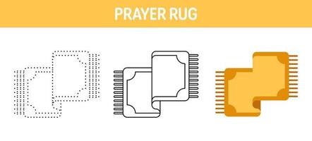 Gebet Teppich Rückverfolgung und Färbung Arbeitsblatt zum Kinder vektor