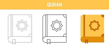 Koran Rückverfolgung und Färbung Arbeitsblatt zum Kinder vektor