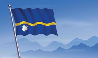 Nauru Flagge mit Hintergrund von Berge und Himmel vektor