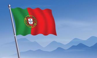 Portugal Flagge mit Hintergrund von Berge und Himmel vektor