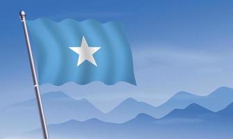 Somalia Flagge mit Hintergrund von Berge und Himmel vektor