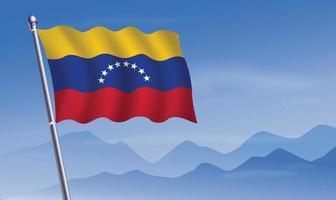 Venezuela Flagge mit Hintergrund von Berge und Himmel vektor