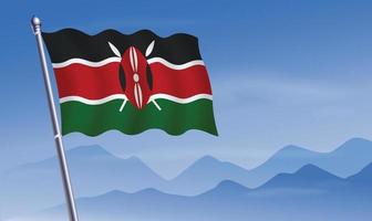 Kenia Flagge mit Hintergrund von Berge und Himmel vektor