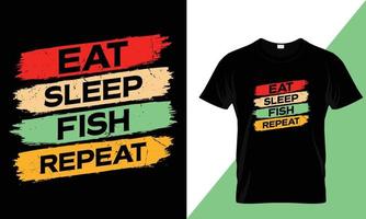 Essen Schlaf Fisch wiederholen Typografie Angeln T-Shirt Design vektor