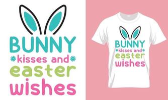 Hase Küsse und Ostern wünscht sich, Ostern Tag Besondere Typografie T-Shirt Design. glücklich Ostern Tag vektor