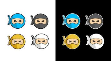 süß Ninja Logo Vektor Illustration Symbol Sammlung bündeln Design Vorlage