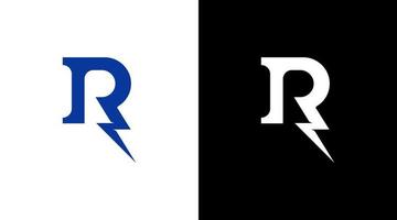 brev r logotyp med blixt- bult monogram ikon design mall vektor