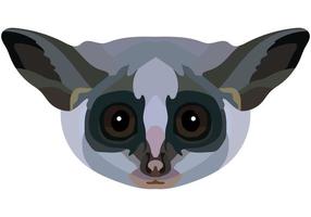galago ansikte. de munkorg av en söt små däggdjur är avbildad. ljus porträtt på en vit bakgrund. prediktiv grafik. djur- logotyp. vektor
