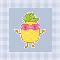 söt tecknad serie ananas hand dragen söt klotter illustration mönster vektor