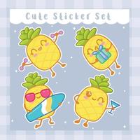 süß Karikatur Ananas Hand gezeichnet kawaii Gekritzel Illustration Designs vektor