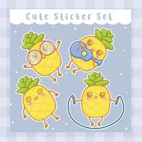 süß Karikatur Ananas Hand gezeichnet kawaii Gekritzel Illustration Designs vektor