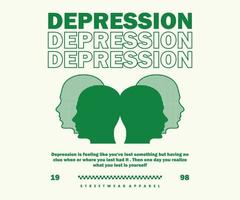 Depression Menschen Illustration retro Poster t Hemd Design, Vektor Grafik, typografisch Poster oder T-Shirts Straße tragen und städtisch Stil