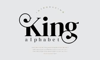 kung mode font alfabet. minimal modern urban typsnitt för logotyp, varumärke etc. typografi typsnitt versal små bokstäver och siffra. vektor illustration