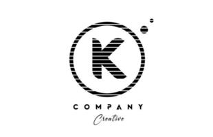 k Alphabet Brief Logo Symbol Design mit Linie Streifen und Kreis. schwarz und Weiß kreativ Vorlage zum Unternehmen und Geschäft vektor