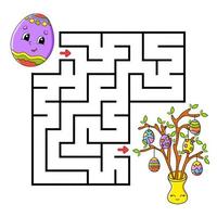 quadratisches Labyrinth. Spiel für Kinder. Puzzle für Kinder. Labyrinth Rätsel. Farbvektorillustration. isolierte vektorillustration. Zeichentrickfigur. Thema Ostern. vektor