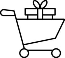 Einkaufen Wagen und Geschenk Kasten. Vektor Symbol