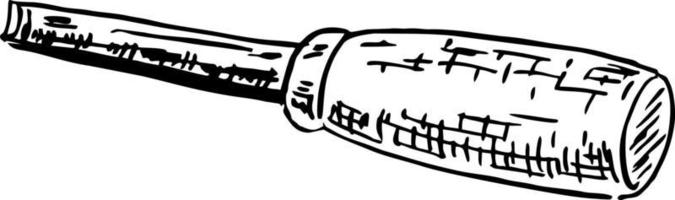 Schneiden Kante von ein Klinge mit hölzern Griff bezeichnet Meißel Symbol. skizzieren Meißel Zeichen oder Symbol, Element zum Holzbearbeitung Emblem oder Logo vektor
