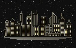 Nacht städtische Stadt Gebäude Stadtbild Landschaft Linie Illustration vektor