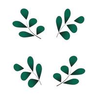 uppsättning lutning grön blad. tillgång för stämpel, frodas design, mönster, kort, montage eller collage. vektor botanisk illustration