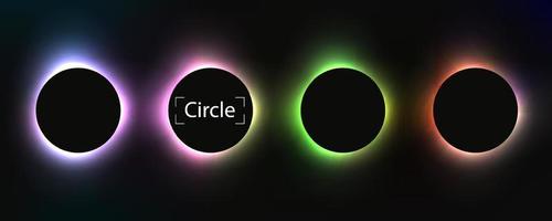 cirkel baner med Färg lutning isolerat på svart bakgrund vektor