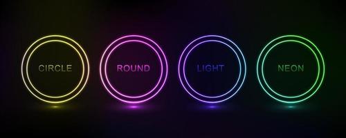abstrakt kosmisch dynamisch Farbe Kreis Hintergrund mit glühend Neon- Beleuchtung auf dunkel Hintergrund vektor