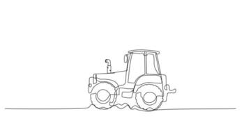 kontinuierlich Linie Kunst oder einer Linie Zeichnung von Traktor zum Vektor Illustration, Geschäft Transport. schwer Ausrüstung Fahrzeug Konstruktion Konzept. Grafik Design modern kontinuierlich Linie Zeichnung