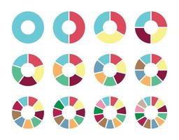 kreisförmig Kuchen Diagramm mit farbig isometrisch Stücke, Infografik Vektor Illustration einstellen