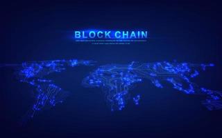 Blockchain-Technologie mit globalem Verbindungskonzept, geeignet für Finanzinvestitionen oder Kryptowährungstrends