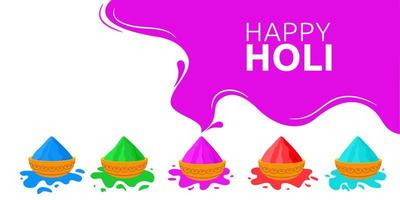 glücklich holi indisch Hindu Festival von Weiß Hintergrund mit bunt Pulver malen. Vektor Banner, Poster, kreativ, Flyer.