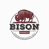 bison årgång logotyp design vektor