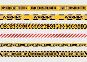 Warnung Bänder einstellen zum Konstruktion und Verbrechen. Vektor Illustration. Gelb Sicherheit Warnung Bänder einstellen Vorsicht